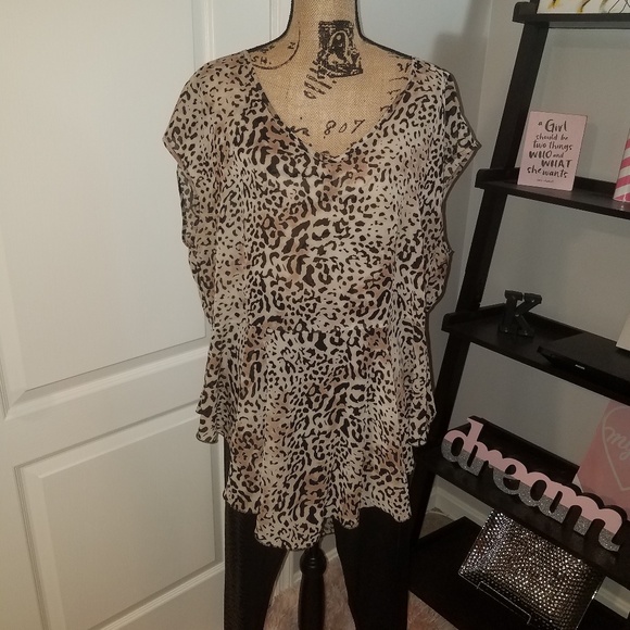 🌞Animal print long line peplum top - Picture 2 of 5